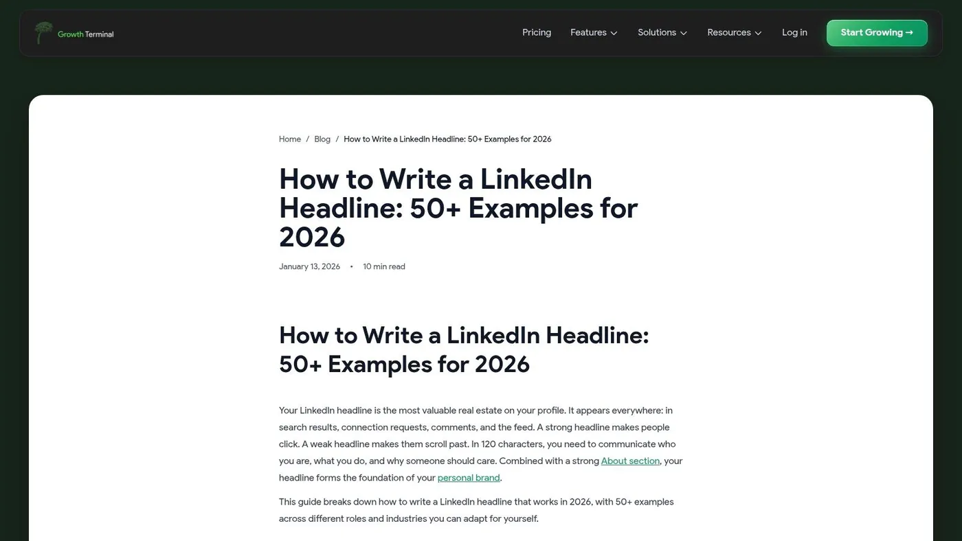 Growth Terminal: 50+ LinkedIn Headline Examples for 2026 (by Role)