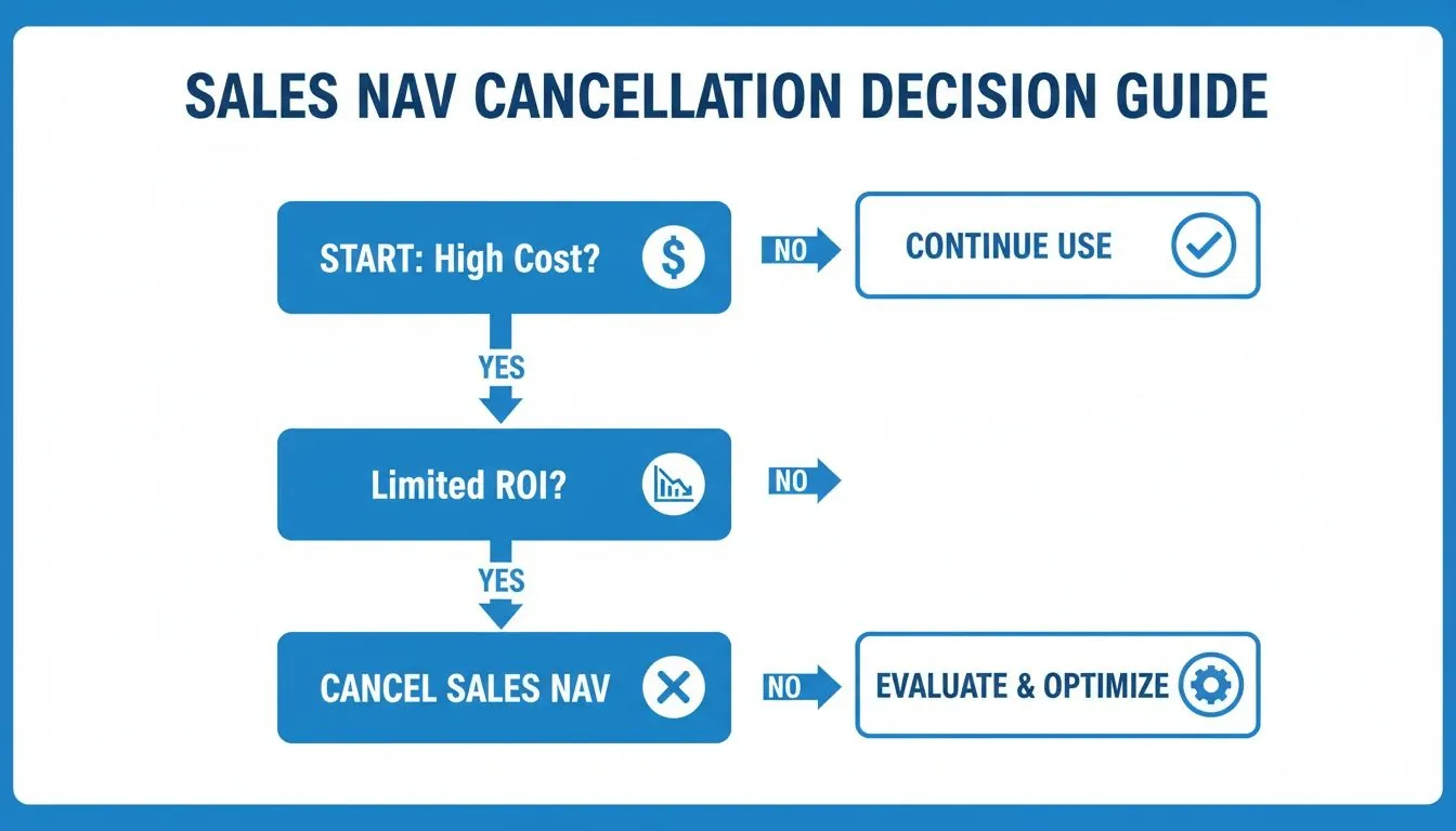 A Sales Nav cancellation decision guide flowchart based on high cost and limited ROI.