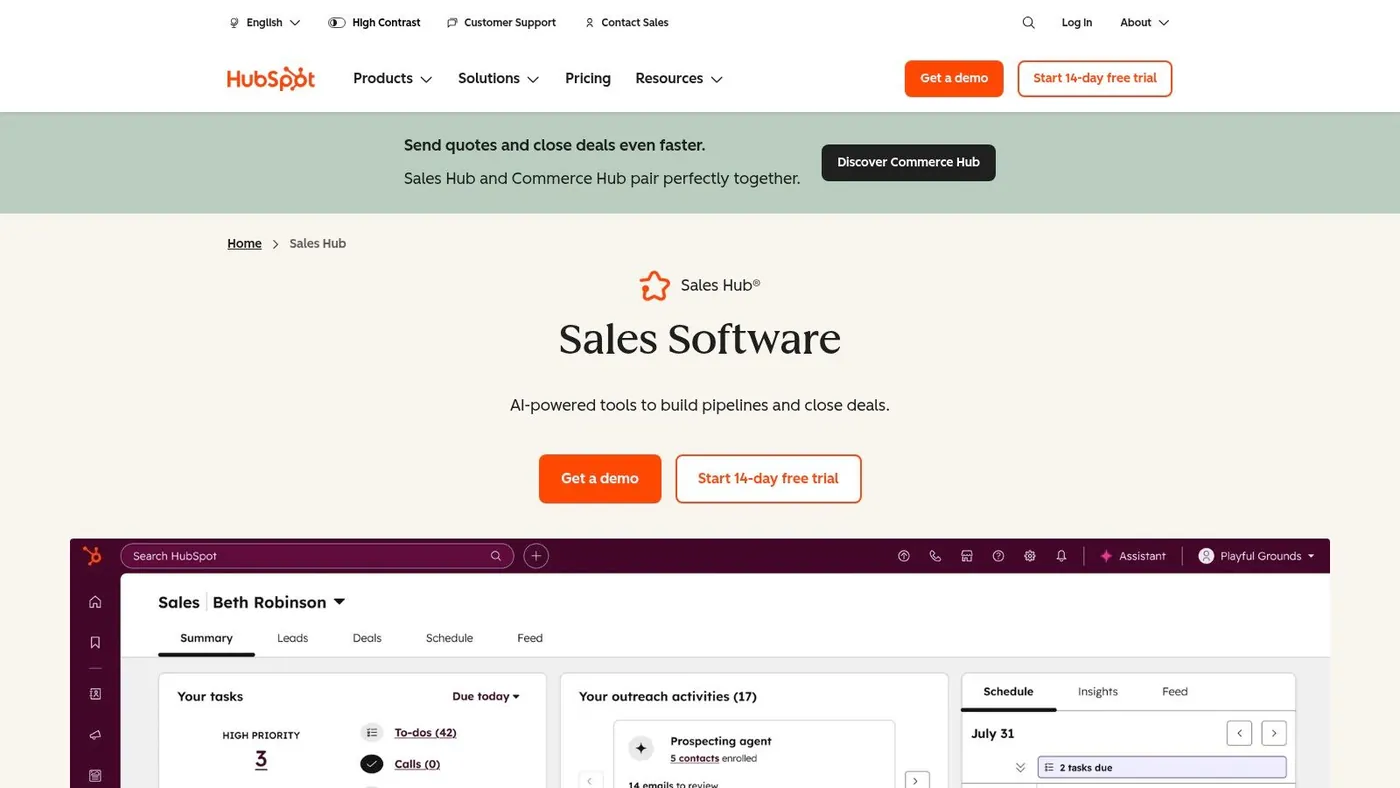 HubSpot Sales Hub (Prospektionsbereich + KI-Prospektionsagent)
